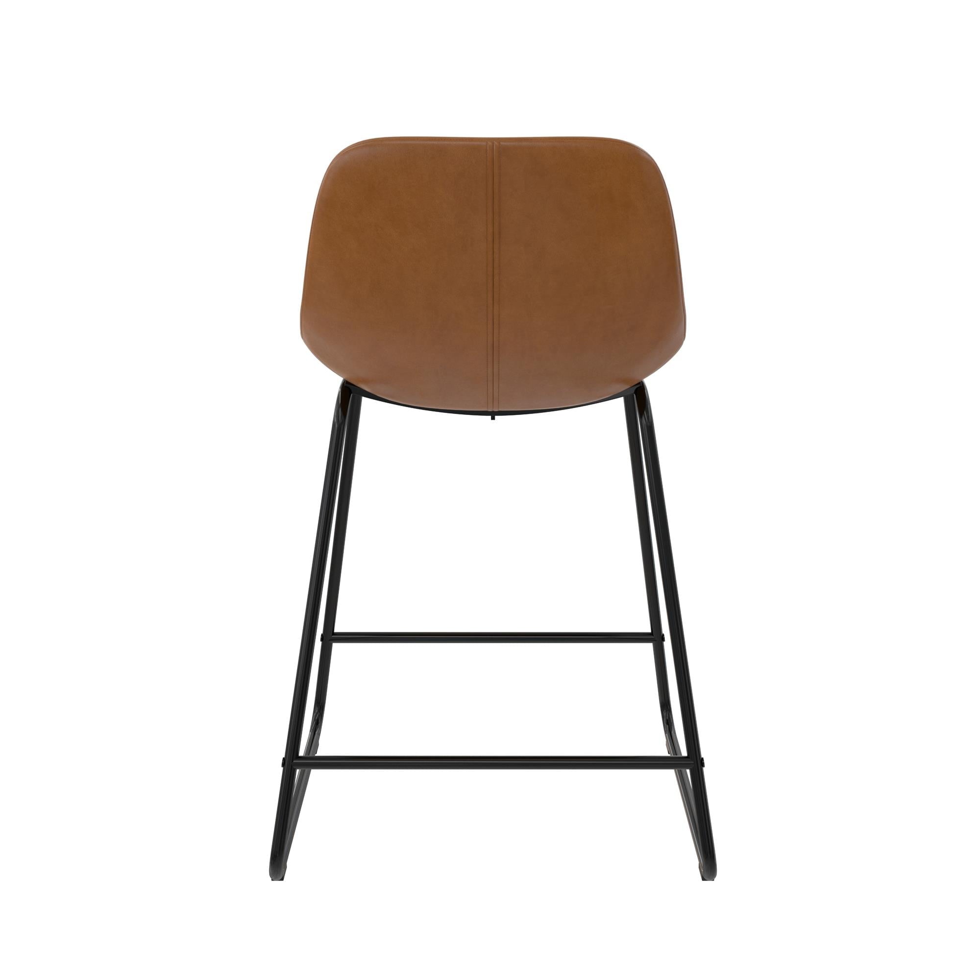 Better Homes & Gardens Farley Scoop Counter Height Stool, Camel Faux Leather