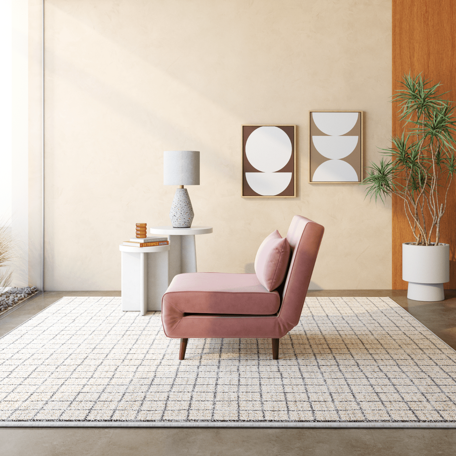 Mainstays Terrazzo Table Lamp with White Drum Shade, 16.75