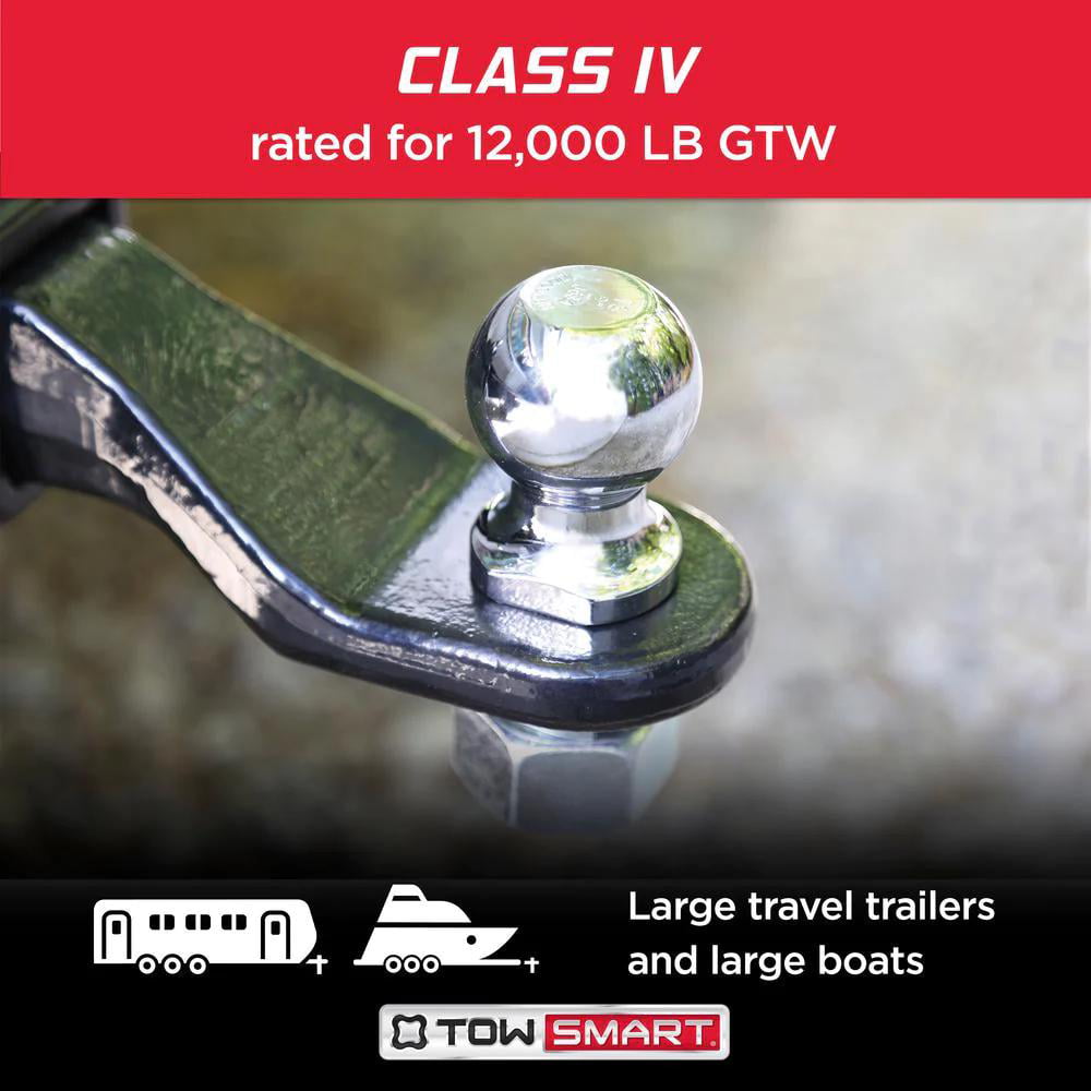 TowSmart Trailer Hitch Ball, Class IV, 2-5/16in Ball, 1-1/4in x 2-1/2in Shank, 12000lb, 724, Chrome, 1 Each