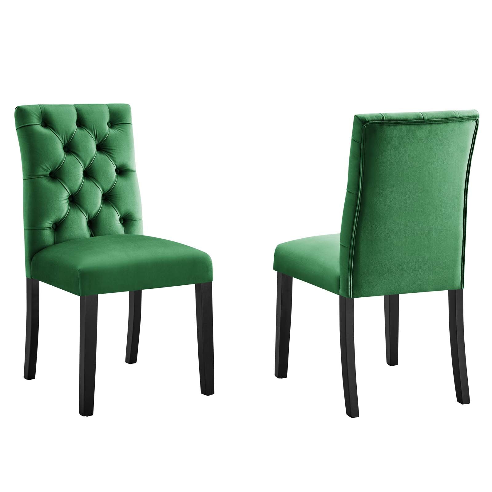 Modway Duchess Performance Velvet Dining Chairs - Set of 2 in Emerald