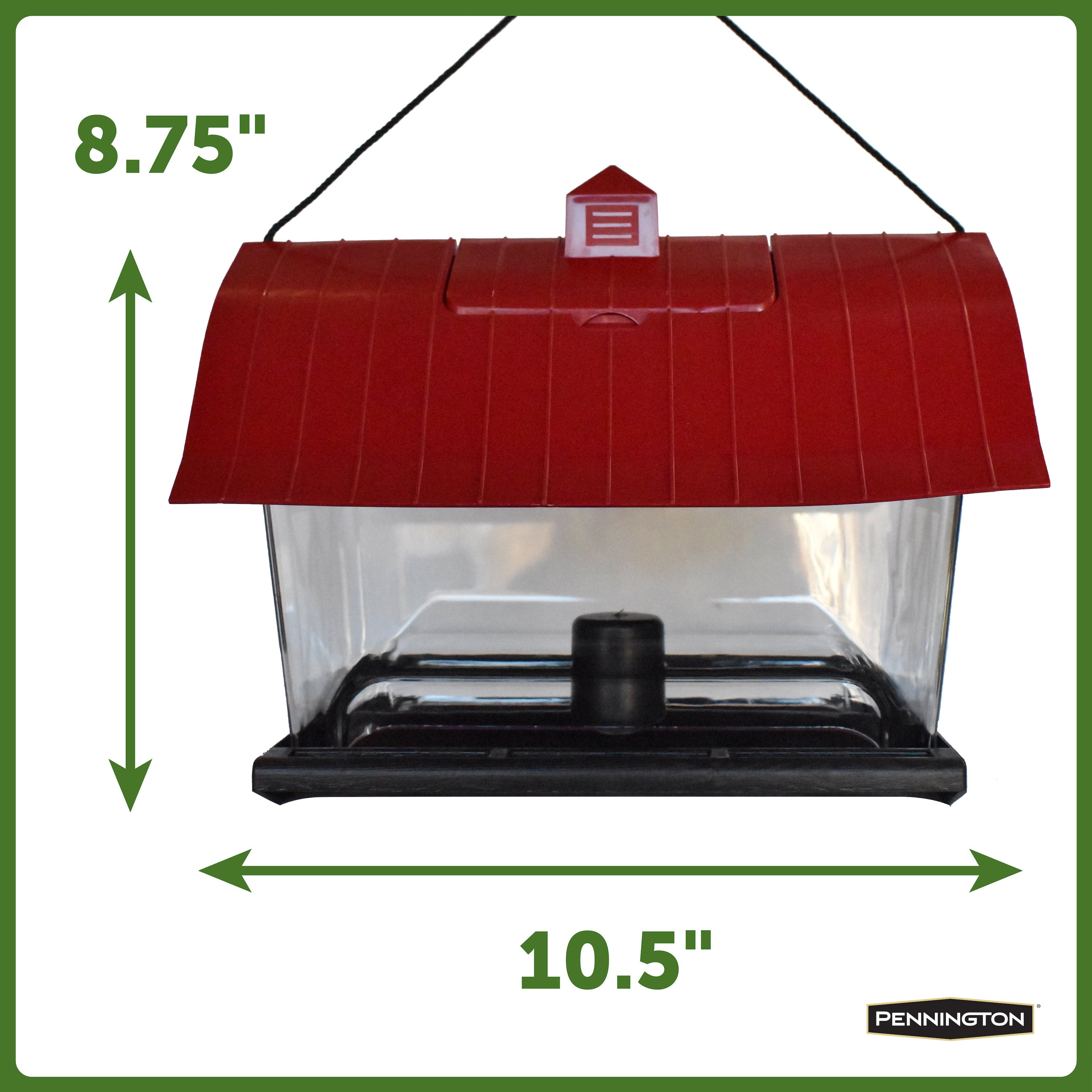 Pennington Red Resin Barn Wild Bird Feeder, 4.5 lb. Capacity