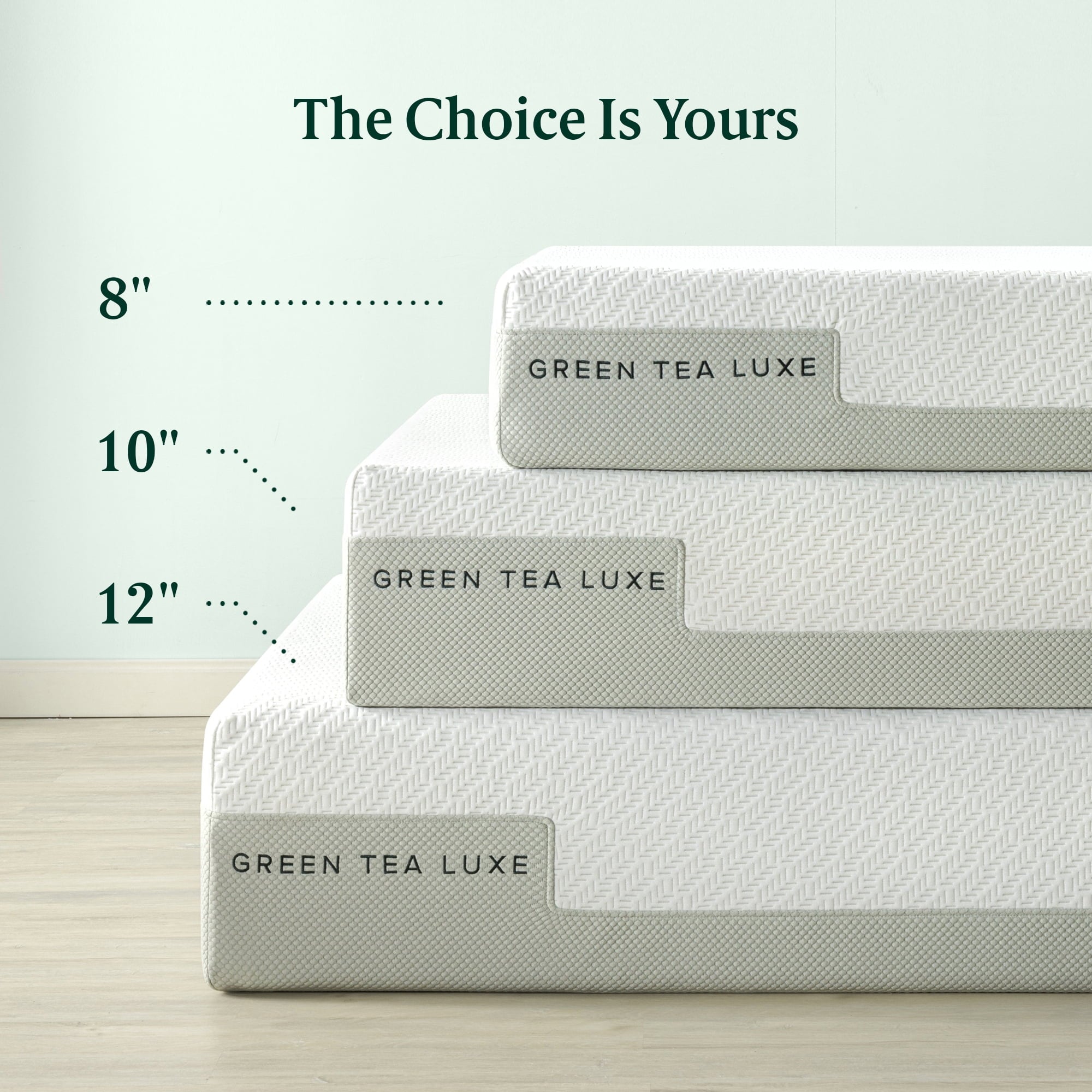 12¡± Green Tea Luxe Memory Foam Mattress, Made in the USA of US Foam and Global Materials, Queen