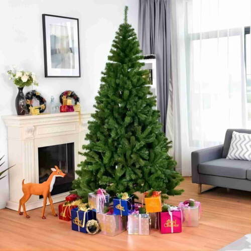 6ft Unlit Artificial Christmas Tree with Metal Stand Holiday Happy Xmas, Green