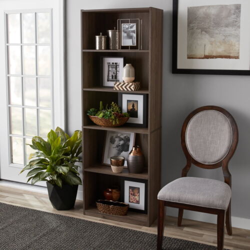 Mainstays 5 Shelf Adjustable Shelf Bookcase, Oak