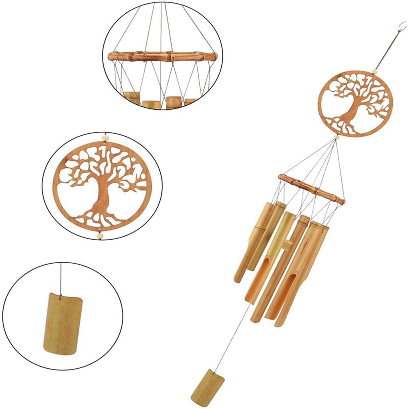 Yaoping Bamboo Wind Chime, 34.5 inch Handmade Wall Hanging Music Windchime with Deep Tone Clearance Gifts for Garden Indoor Outdoor