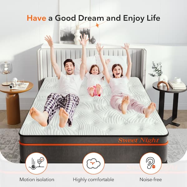 14 in. Medium Memory Foam Hybrid Individually Wrapped Innerspring Tight Top King Mattresses