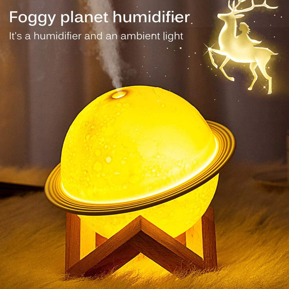AWLYLNLL Humidifier, 2 in 1 Moon Night Light & Humidifiers with USB Powered, white, warm white, yellow 3D LED Moon Light with Stand, 200ml
