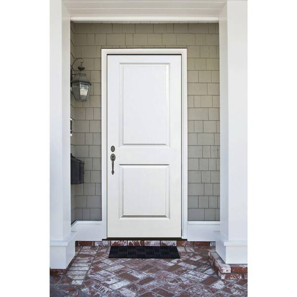 32 in. x 80 in. Element Series 2-Panel Square Wht Prime Steel Prehung Front Door Right-Hand Inswing w/ 6-9/16 in. Frame