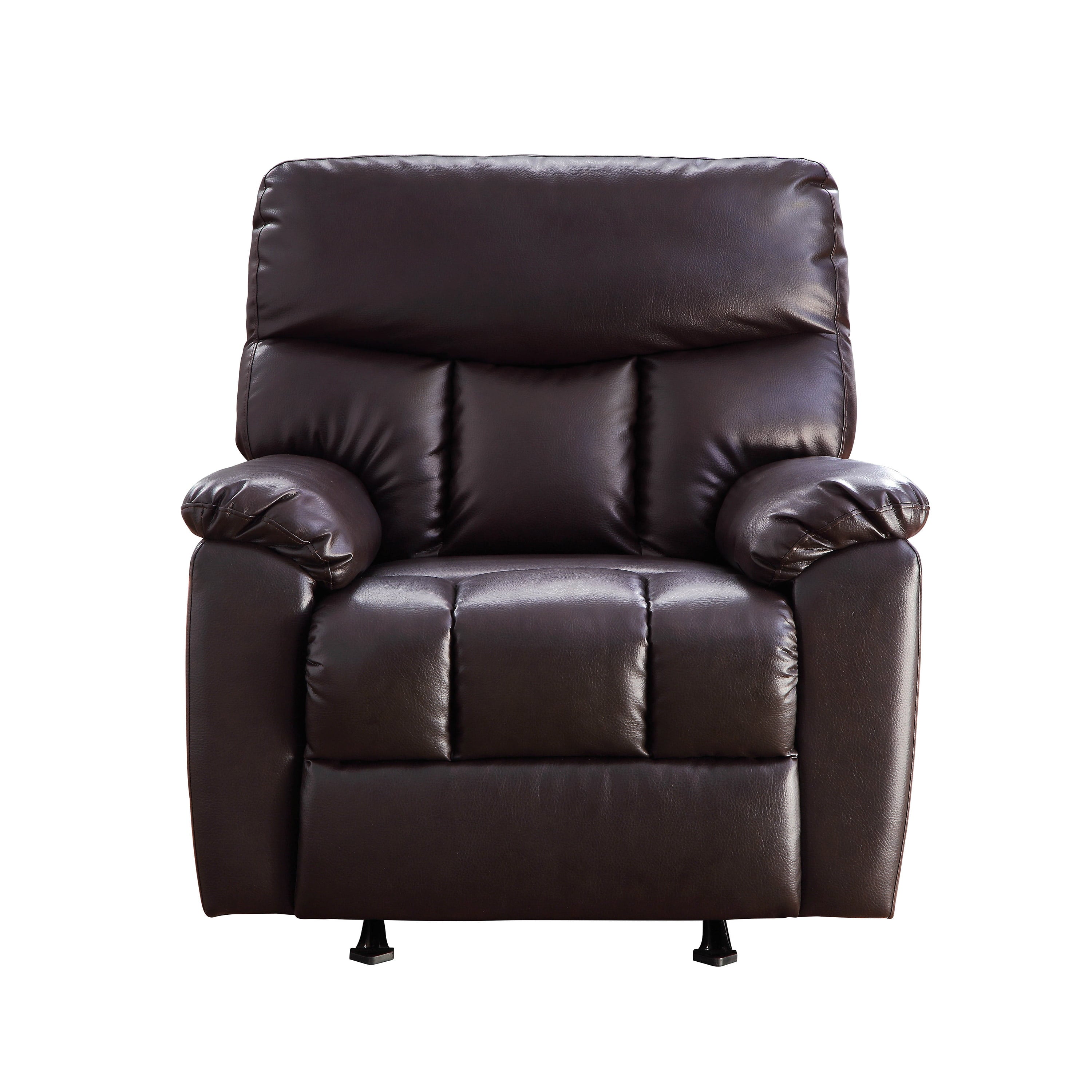 Serta Small Space Rocker Recliner, Chocolate Brown Faux Leather Upholstery