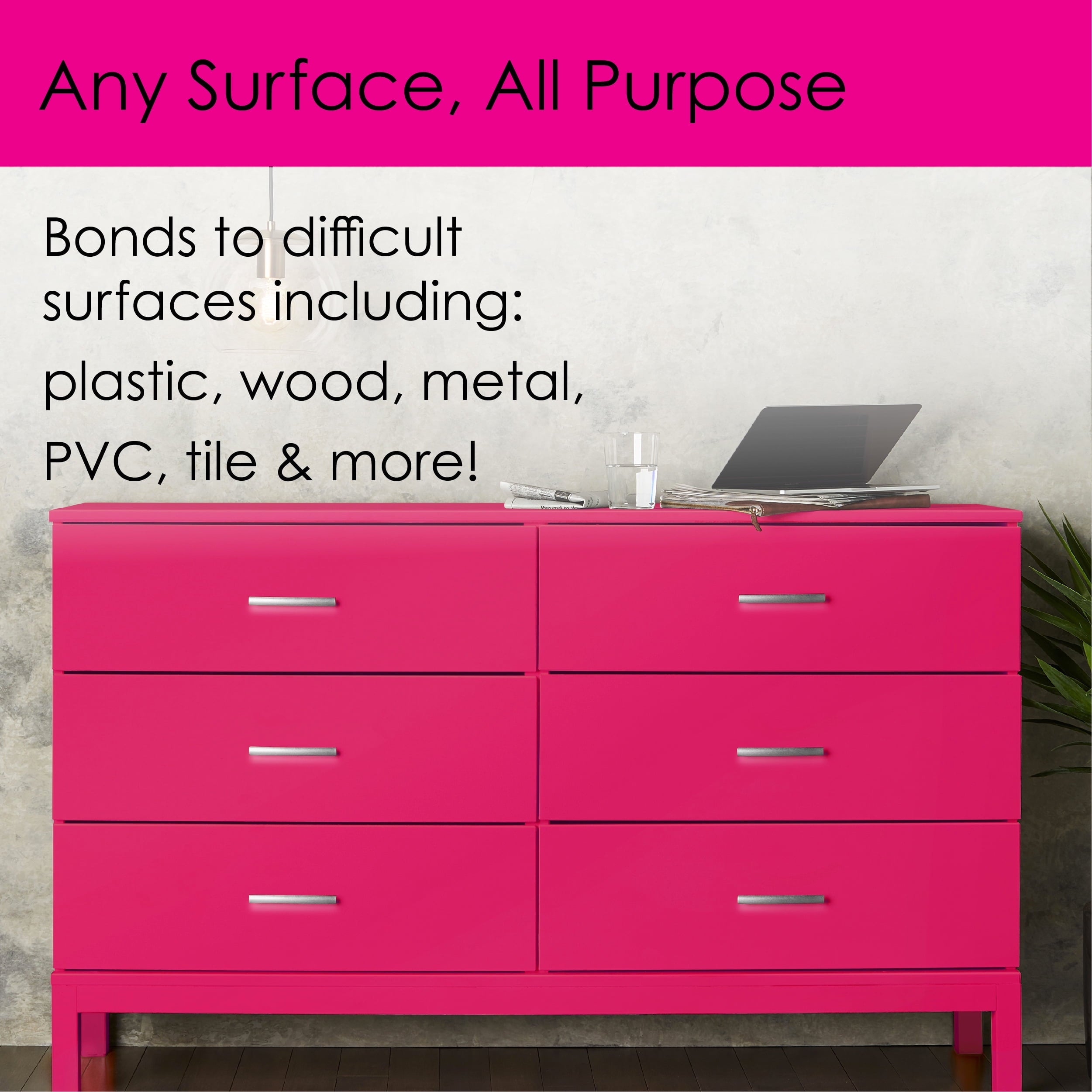 Krylon K02708007 Krylon Fusion All-In-One Hot Pink Gloss 12 oz Spray Paint, Multi-Surface, (1 Piece, 1 Pack)