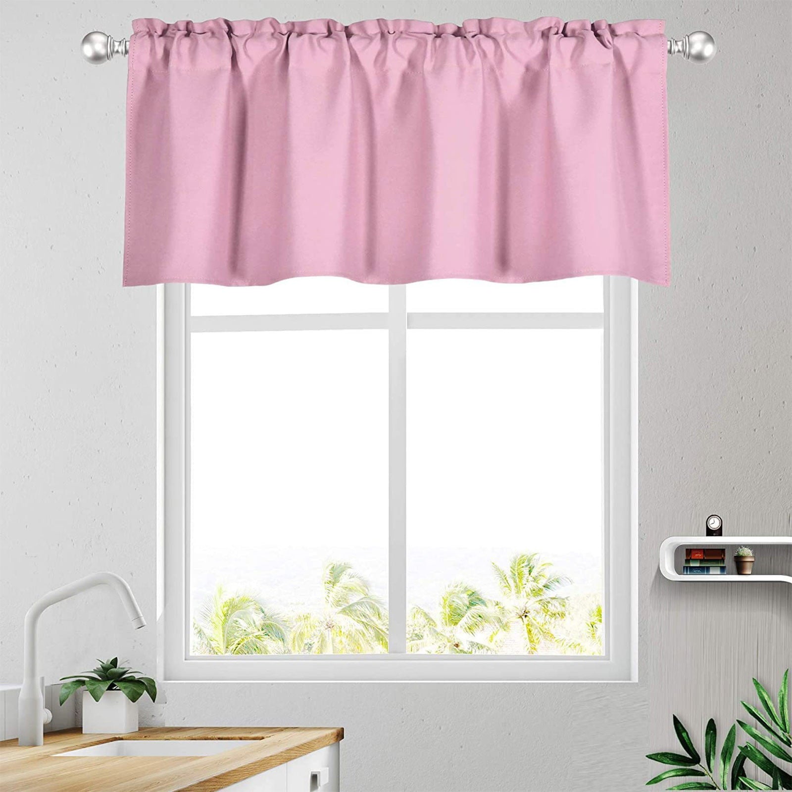 RnemiTe-amo Valance on Clearance！Valance for Window,Kitchen Curtain Valance Only,Black Valance Curtain Living Room,Kitchen Valance for Window, 57×18inches