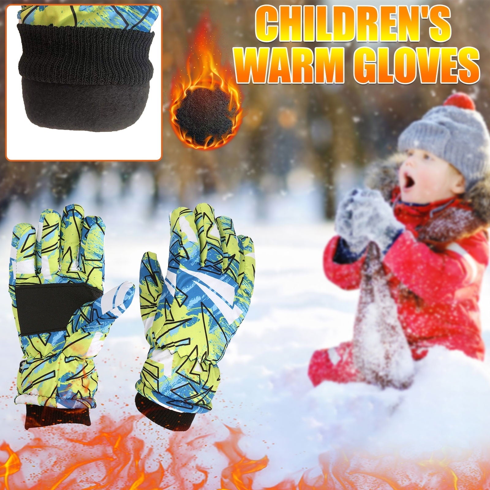 Paiwinds Winter Gloves for Kids Boys Girls Snow Windproof Mittens Outdoor Sports Skiing 7 to 12 Years Old A