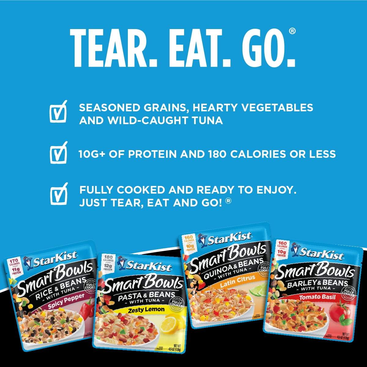 StarKist Smart Bowls Tuna, Barley and Beans, Tomato Basil, 4.5 oz Pouch