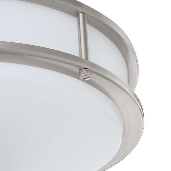 14 in. 1-Light Brushed Nickel Selectable Dimmable LED Flush Mount
