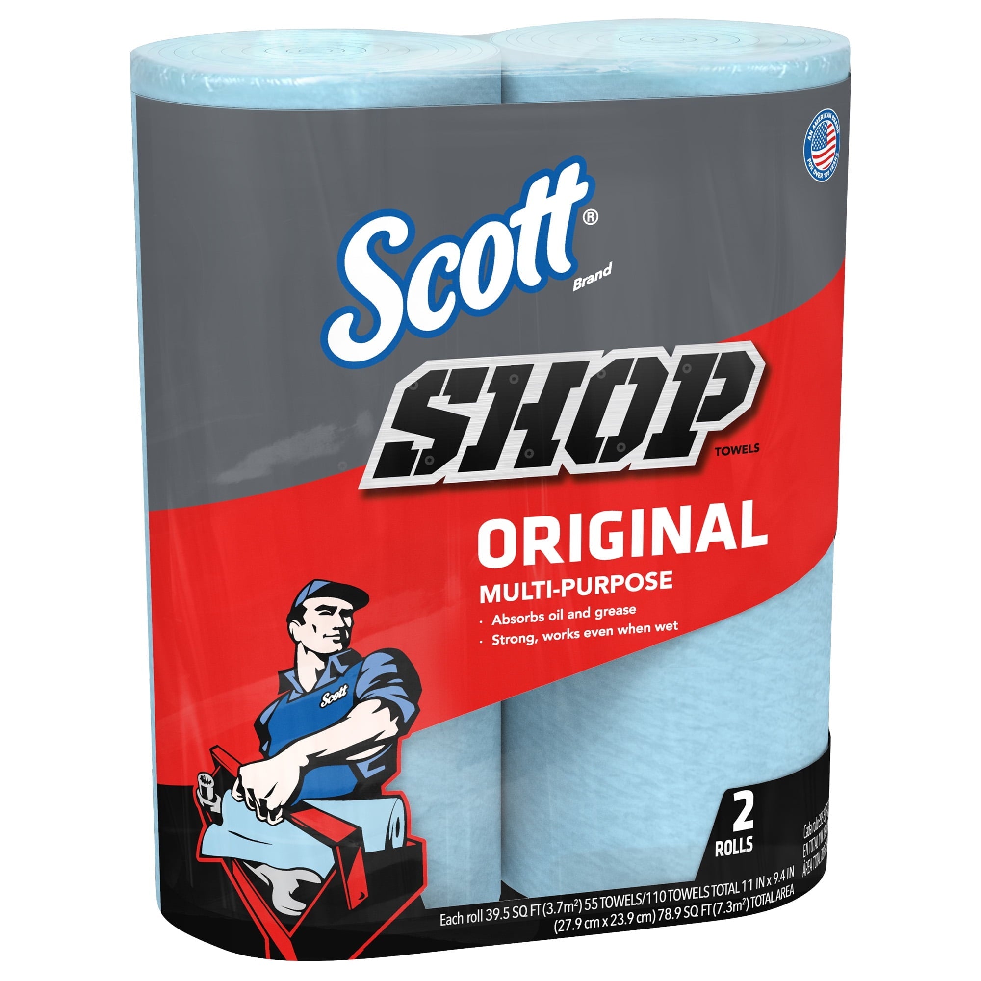 Scott Shop Towels, 2 Rolls, 55 Sheets per Roll