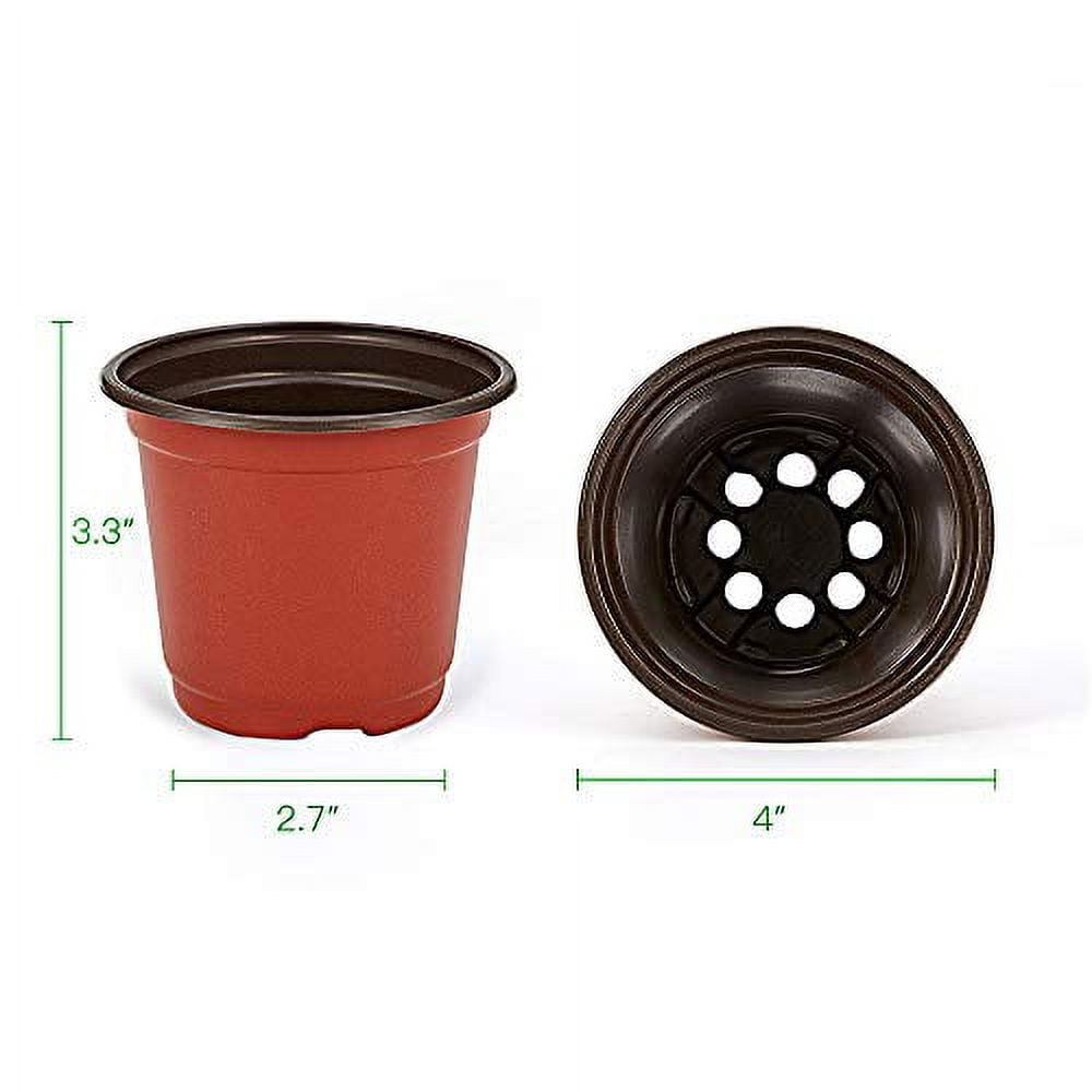 JERIA 200-Pack 4 Inch Plastic Plant Nursery Pots Come with 200 Pcs Plant Labels, Seedling Flower Plant Container and Seed Starting Pots