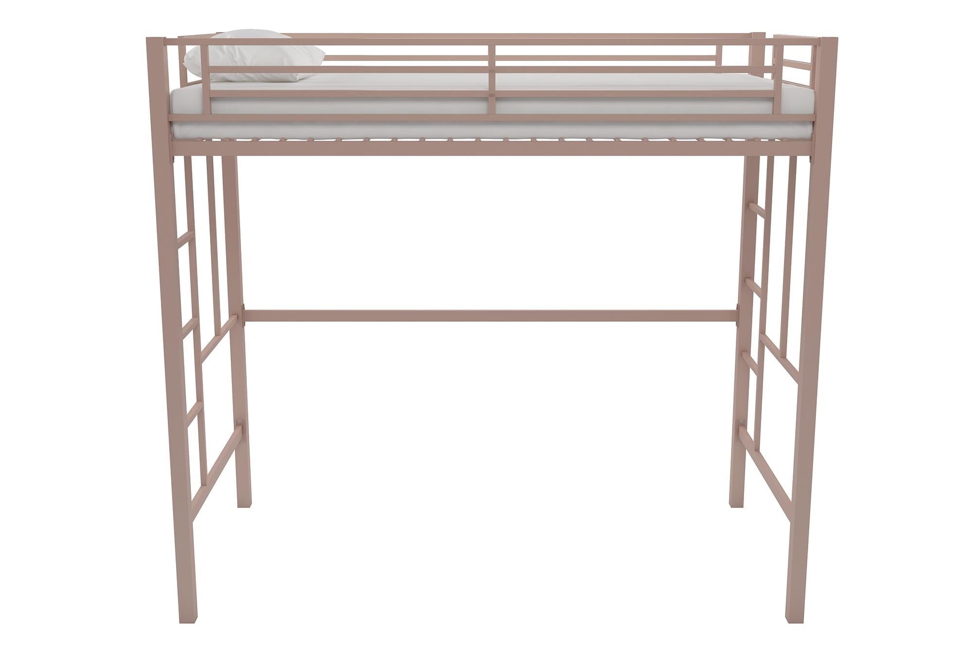 Your Zone Brittain Twin Metal Loft Bed, Pink