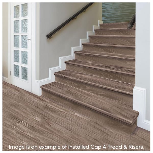 Hillsburn 47 in. L x 12.15 in. W x 1.69 in. T Laminate Stair Tread and Reversible Riser Kit Adhesive