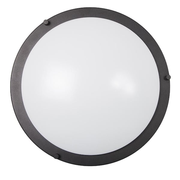 14 in. Round 1-Light Black Integrated LED Flush Mount