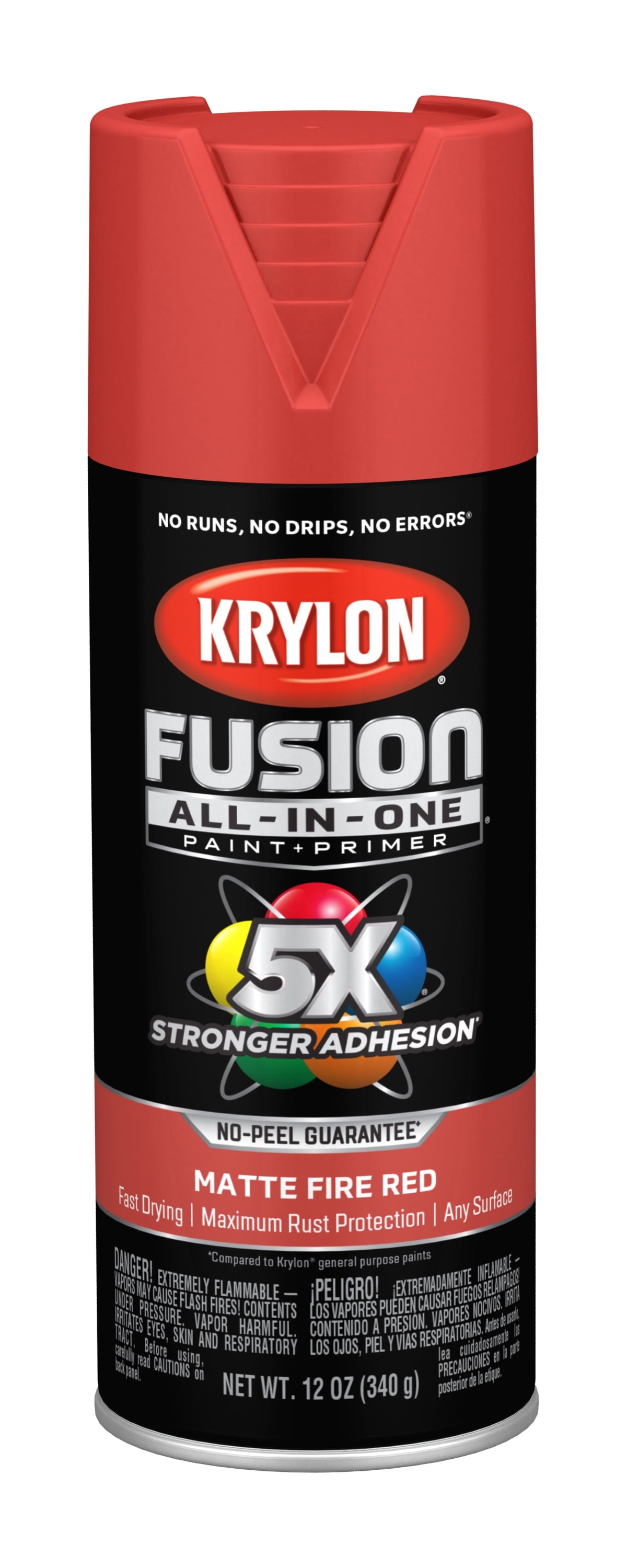 Krylon Fusion All-In-One Spray Paint, Matte, Fire Red, 12 oz.