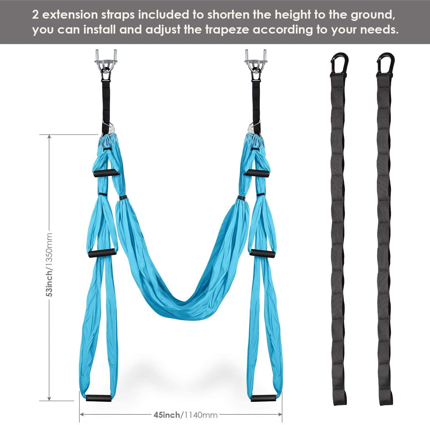 Aerial Yoga Flying Yoga Swing Yoga Hammock Trapeze Sling Inversion Tool for Gym Home Fitness Blue