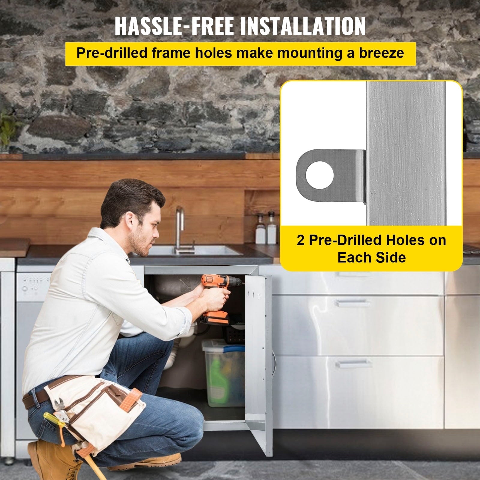 BBQ Access Door 28W X 19H inch, Double BBQ Door Stainless Steel, Outdoor Kitchen Doors for BBQ Island, Grill Station, Outside Cabinet