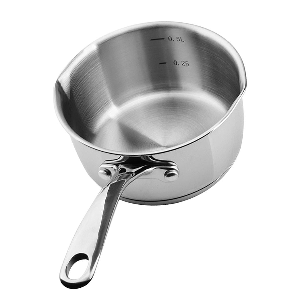 Stainless Steel Saucepan Metal Warmer Pot Kitchen Sauce Cooking Boiling Pot Nonstick Cookware, 12cm , 500ml