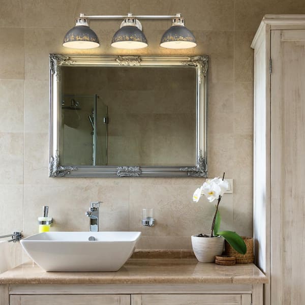 Kinsley 3-Light Aged Steel Bath Vanity