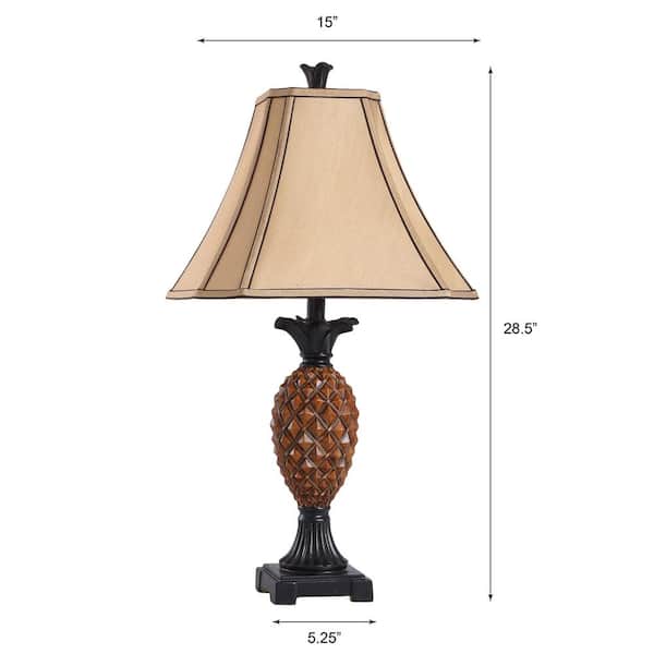 29 in. Brown Table Lamp with Beige Fabric Shade