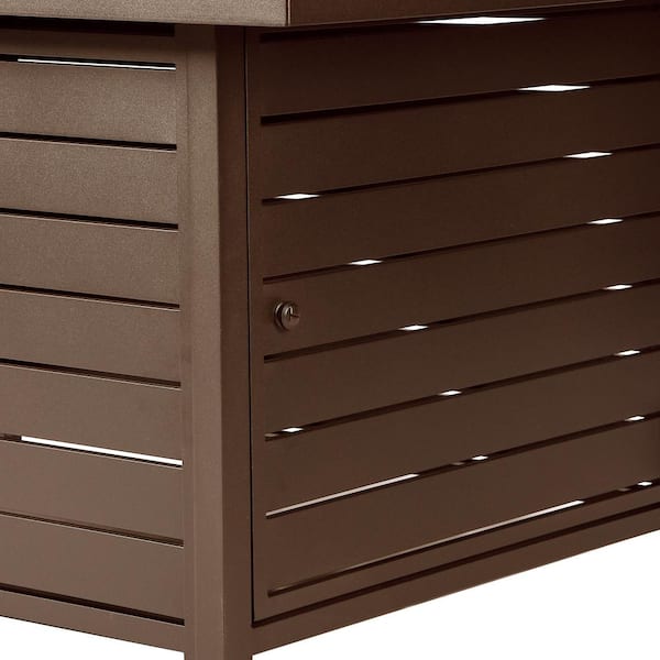 48 in. x 36 in. Brown Rectangular Aluminum Propane Fire Pit Table, Glass Beads, 2 Covers, Lid, 55,000 BTUs