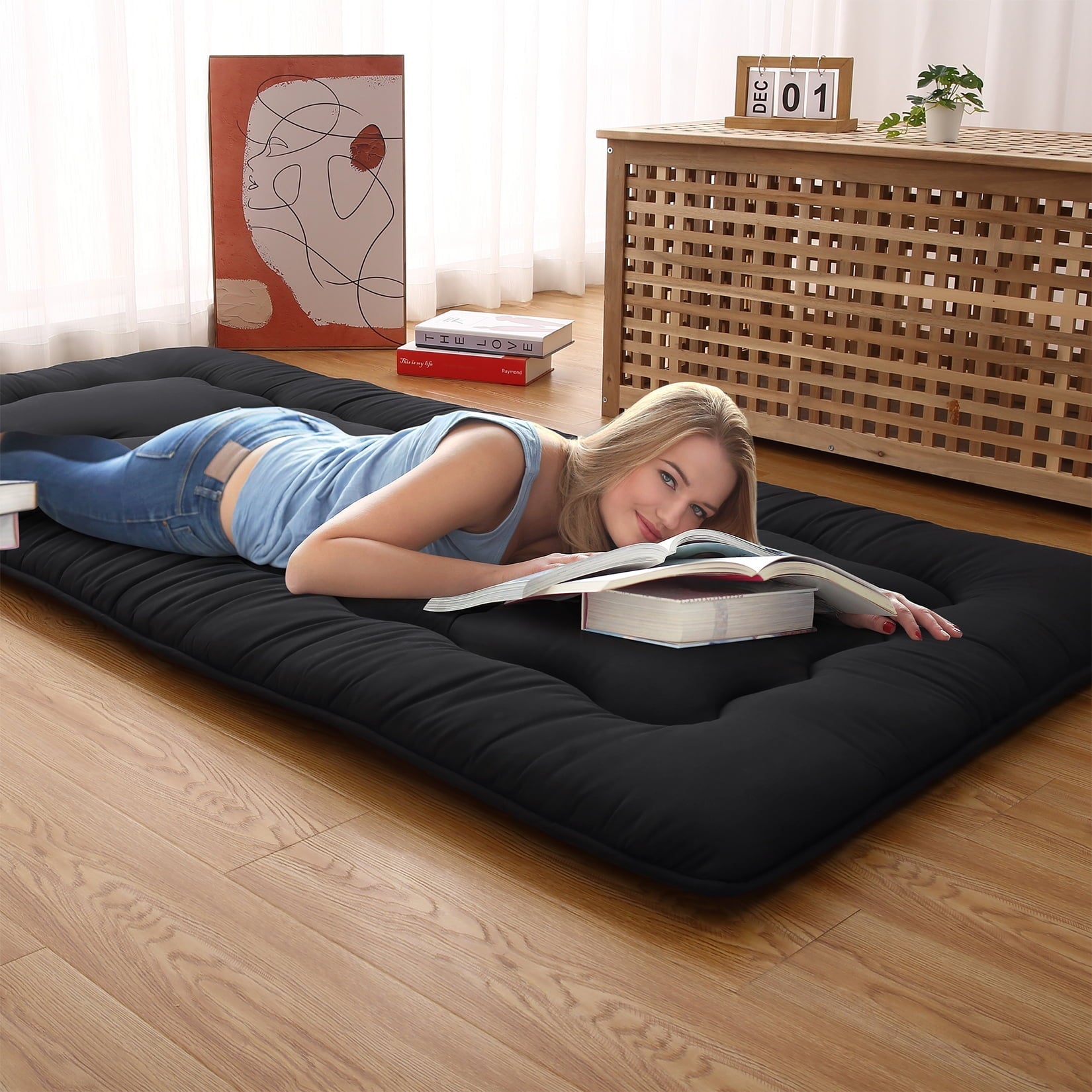 Yesfashion YesfashionJapanese Futon Floor Mattress, Sleeping Mattress for Floor, Tatami Mat, Roll Up Mattress Camping Mattress Pad