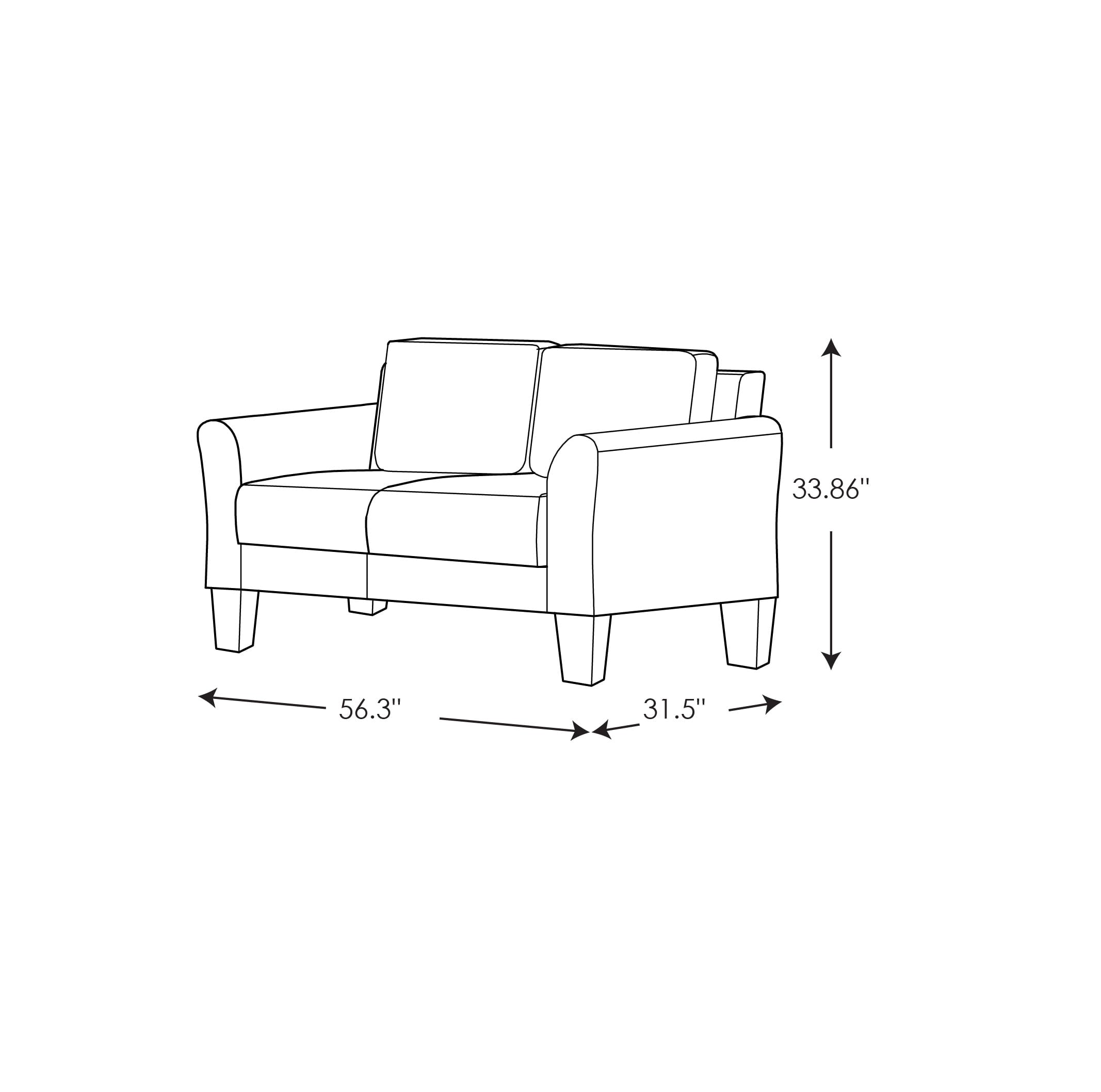Lifestyle Solutions Alexa Loveseat with Rolled Arms, Gray Fabric