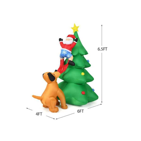 6.5 ft. Outdoor Inflatable Christmas Tree Santa Decor with LED Lights
