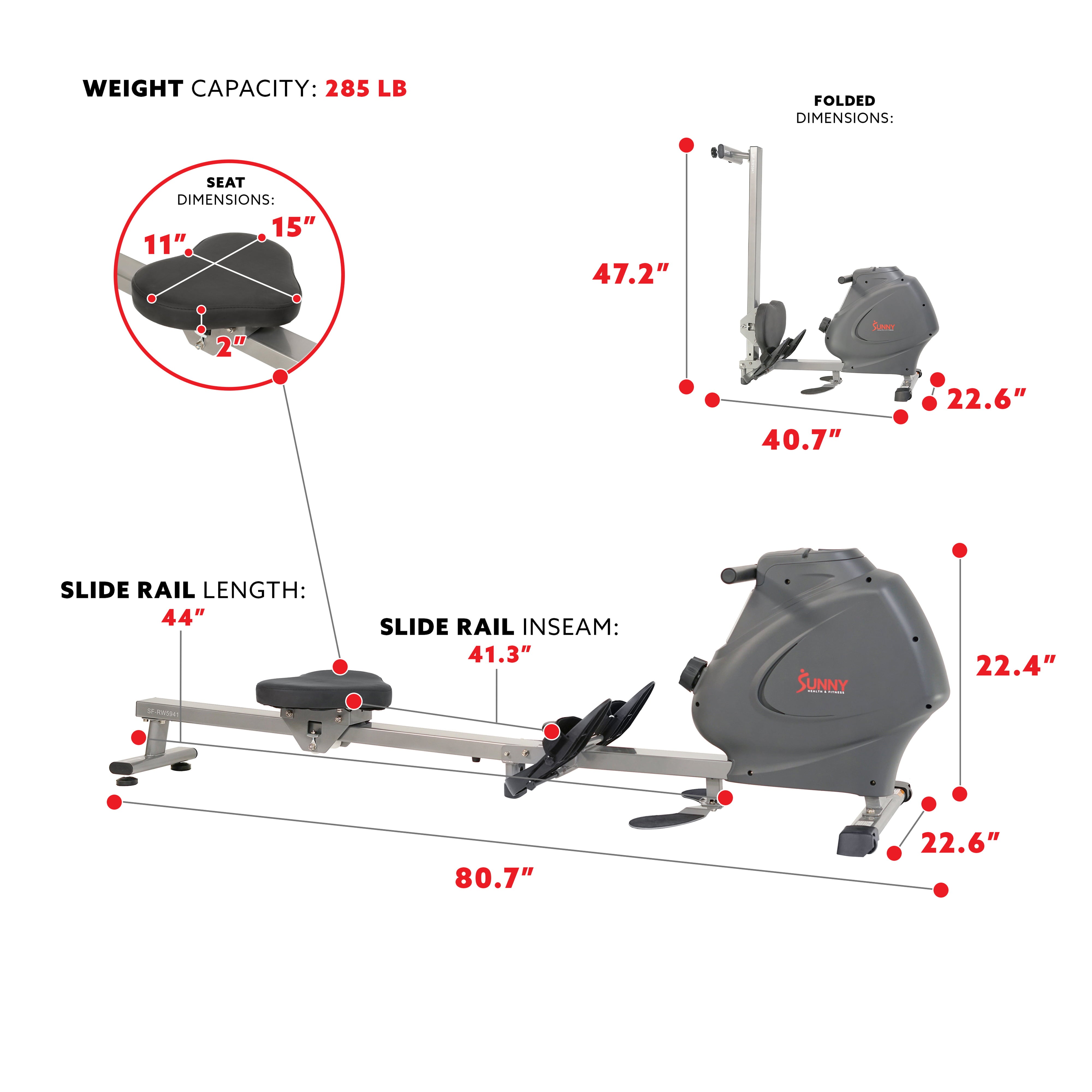 Sunny Health & Fitness Multifunction SPM Magnetic Rowing Machine - SF-RW5941