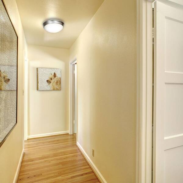 Atom 14 in. 3-Light Brushed Steel Flush Mount