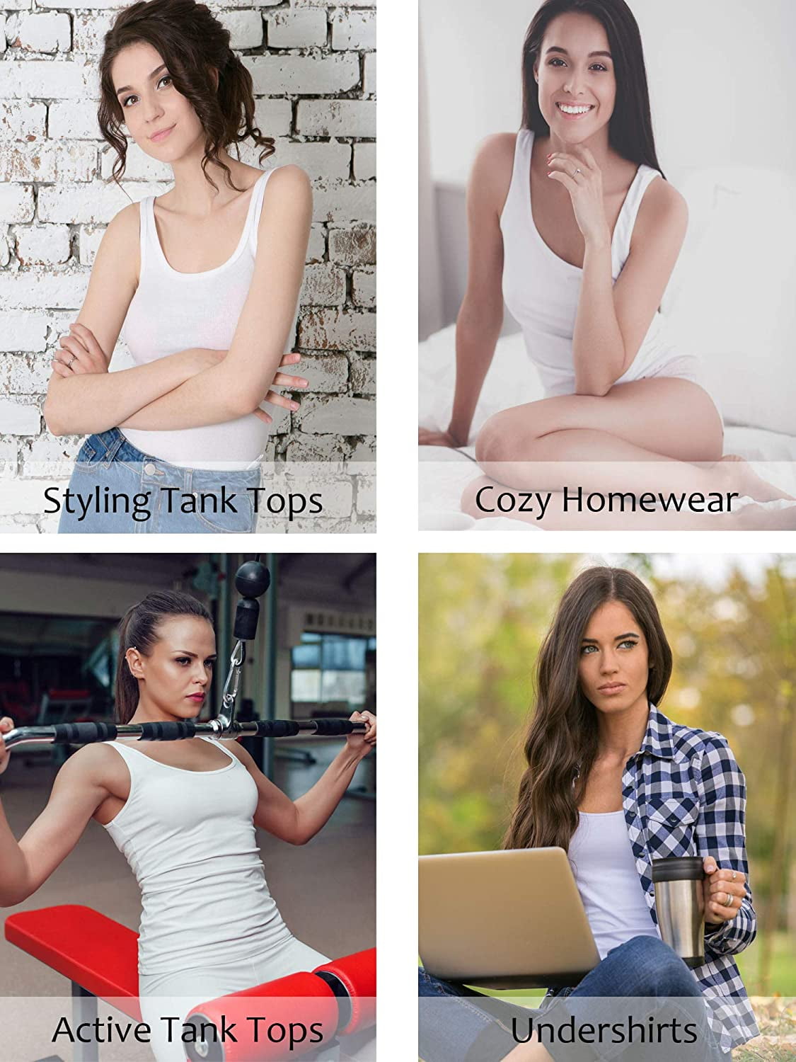 Charmo Women's Camisole Stretch Cotton Racerback Tank Top Shelf Bra Undershirt Cami