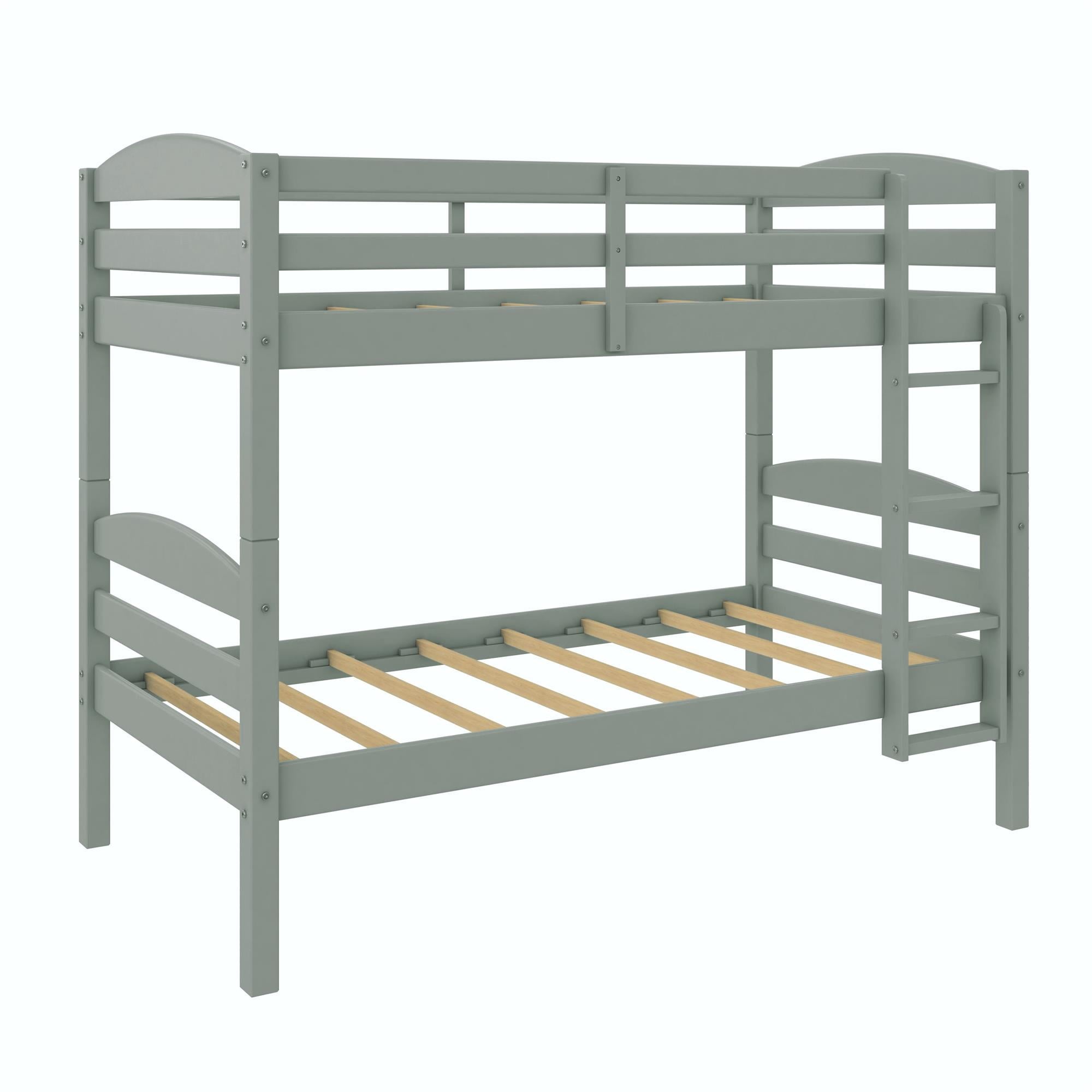 Better Homes & Gardens Leighton Solid Wood Twin-over-Twin Convertible Bunk Bed, Sage Green