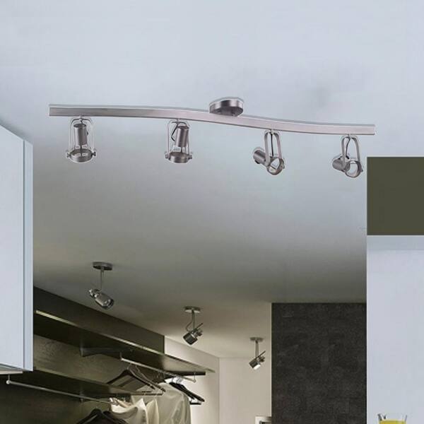 36 in. 4-Light Brushed Nickel Track Lighting Kit