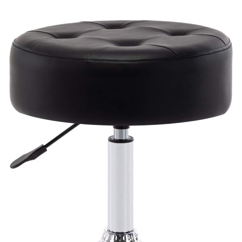 Duhome Modern Makeup Vanity Stool PU Leather Small Vanity Chair, Swivel Round Ottoman Stool Bench for Bedroom Entryway White