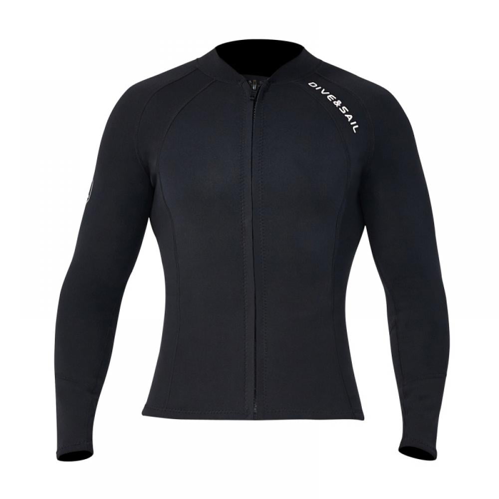Men Women Wetsuit Top - 2mm Neoprene Long Sleeve Wetsuit Jacket Swimming Scuba Surfing Diving Suit Top for Adult & Youth Men Womens 2mm Neoprene Long Sleeve Jacket Front Zipper Wetsuit Top