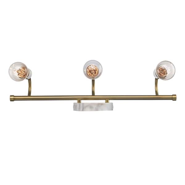 Hensley 21 in. 3-Light Gold and Faux Marble Bathroom Vanity Light Fixture