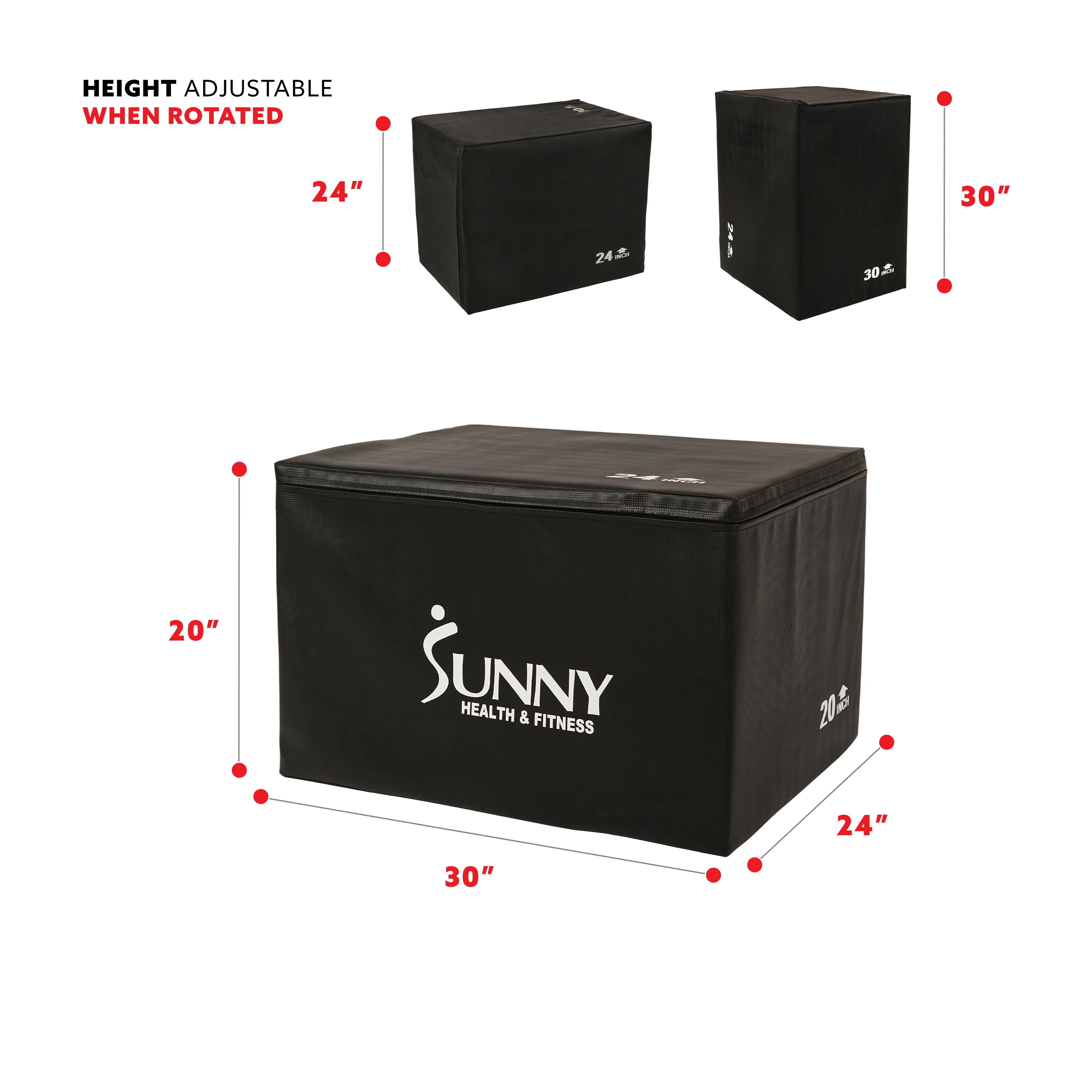 Sunny Health & Fitness Foam Plyometric Exercise Box, 440 lb Weight Capacity, Step Up Jump Box with 3 in 1 Height, NO. 085