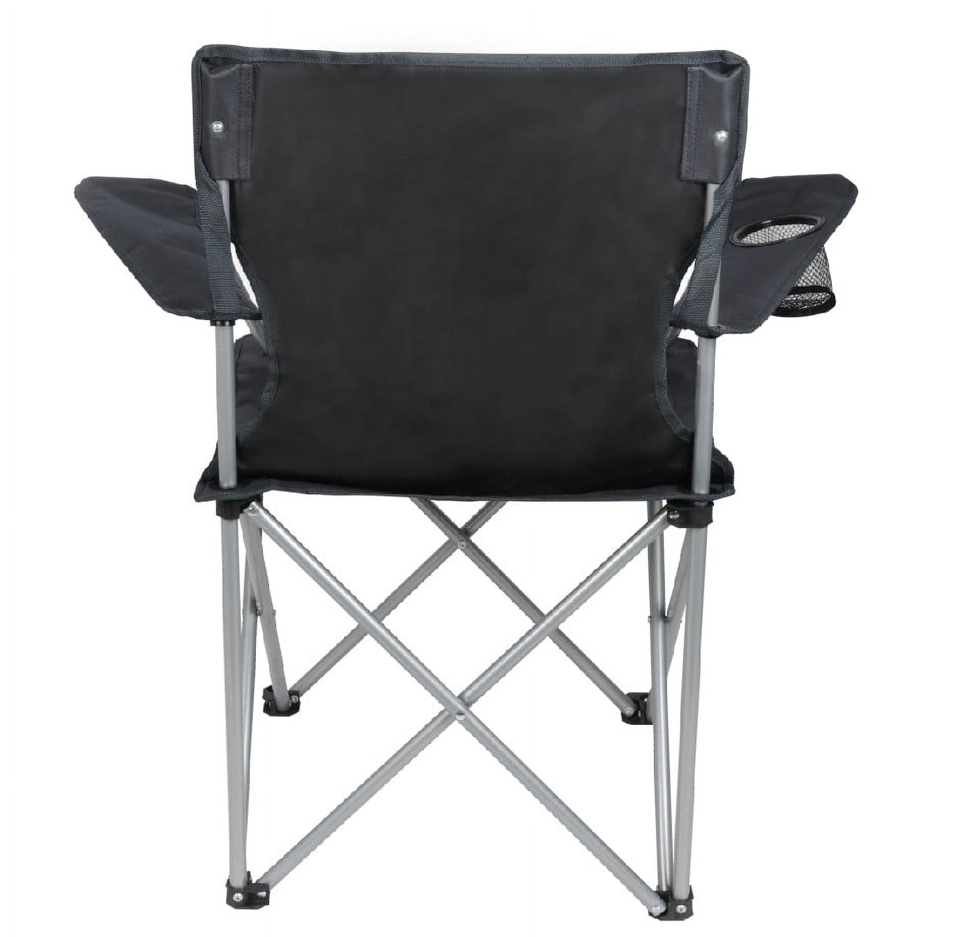 Ozark Trail Adult Basic Quad Folding Camp Chair with Cup Holder, Black