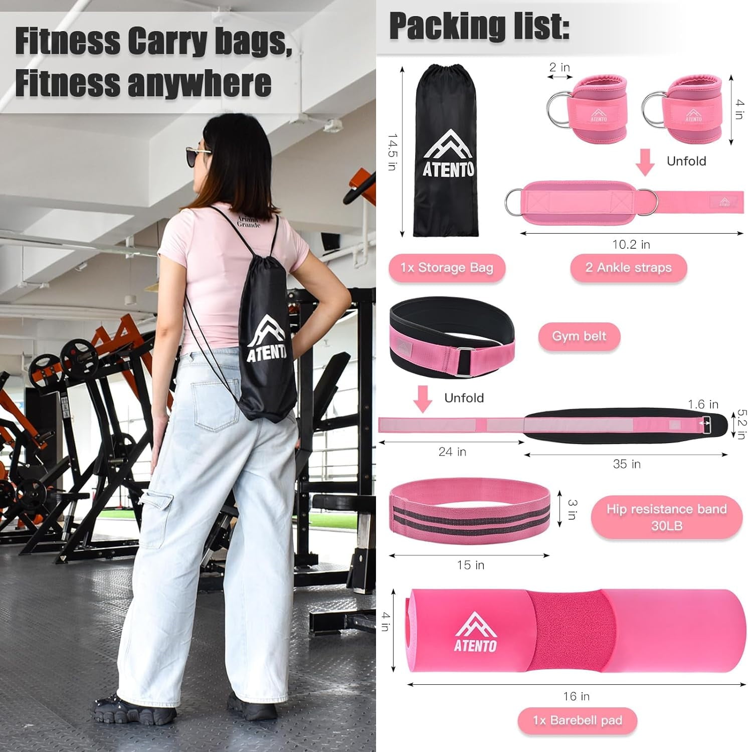 Barbell Pad Set with Weight Lifting Belt,  Neck & Shoulder with Anti-Slip Grain Cloth