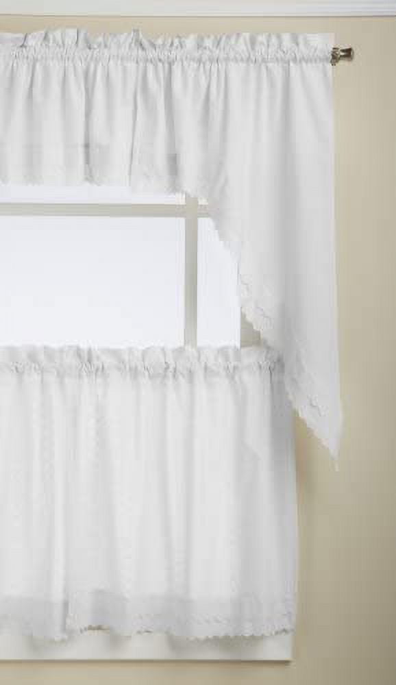 Ribbon Eyelet Valance, 60 by 12-Inch, White