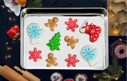 Baking Cookie Sheet Steel Stainless Pan Oven Tray Toaster Ovenware 10.5''x8" 2PC