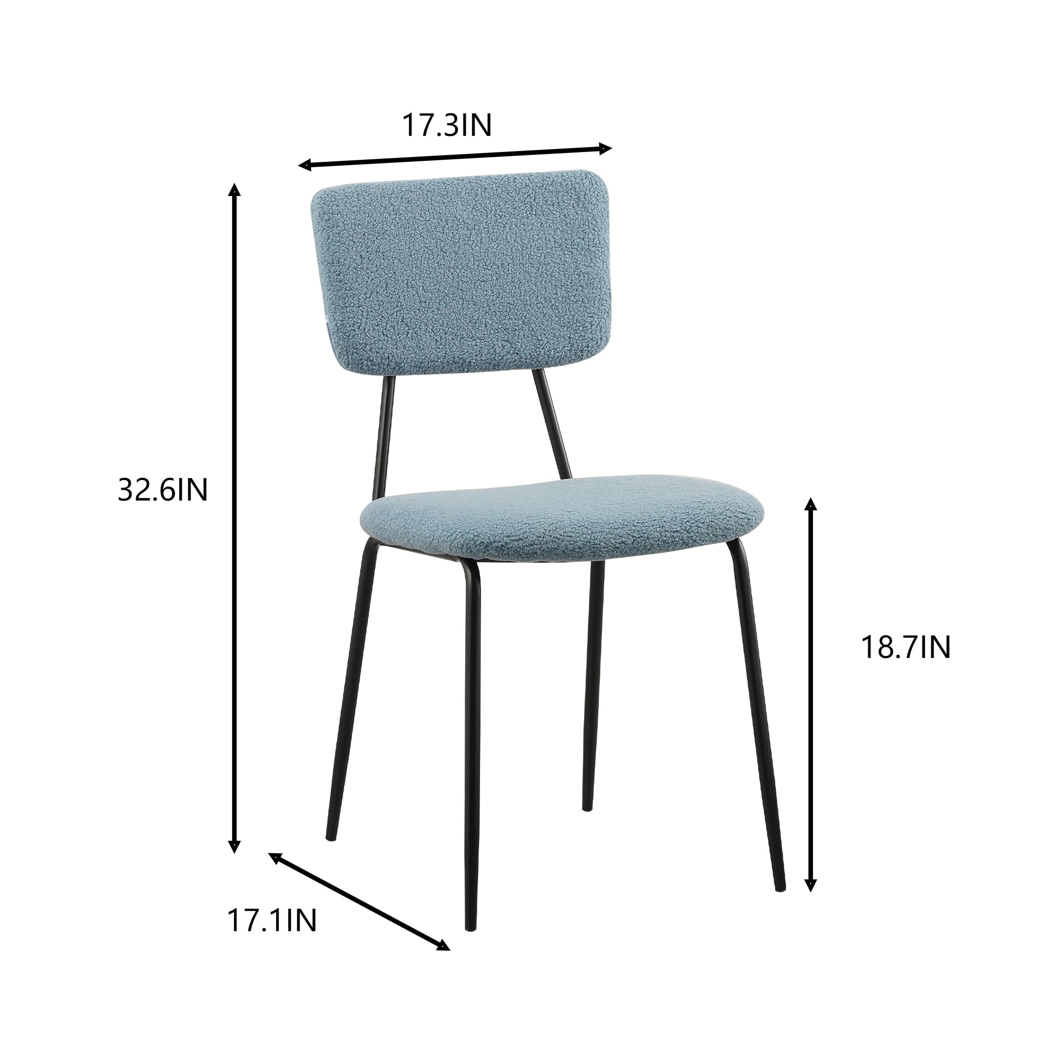 Miniyam Dining Chairs Set oF 6, Upholstered Accent Side Chair with Back & Chrome Legs, Blue