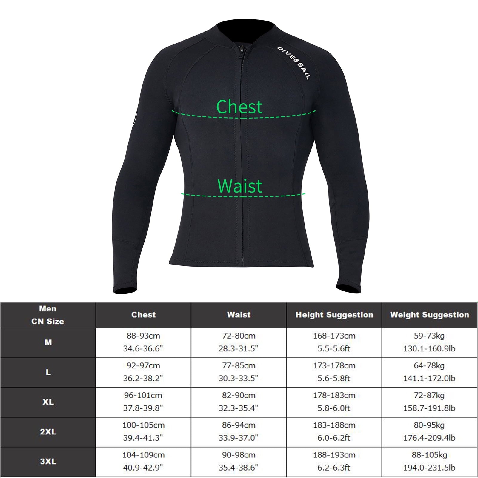 Gecheer Wetsuit Top for men Long Sleeves Wetsuit Jacket 2mm Neoprene Diving Top for Snorkeling Scuba Diving Surfing Water Sports Swimming