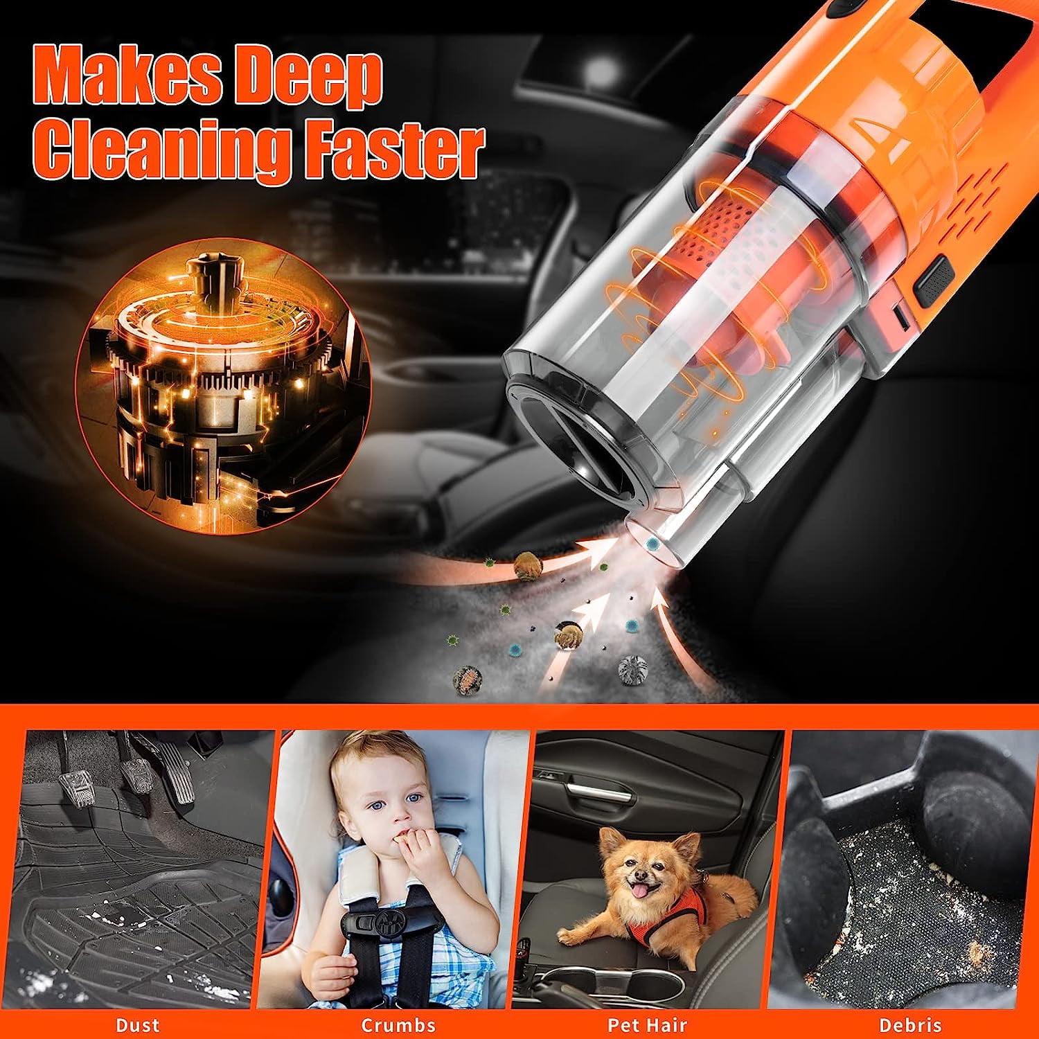 Vioview Ultimate Car Cleaning Kit, 17Pcs Car Interior Detailing Kit with High Power Car Vacuum Cleaner, Detailing Brush Set, Windshield Cleaner, Complete Car Cleaning Supplies for Deep Cleaning