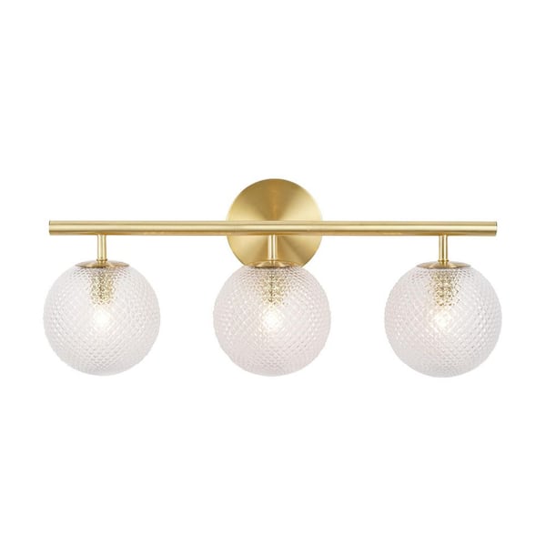 Walsh 22 in. 3-Light Brass Vanity Light with Prismatic Glass Shades